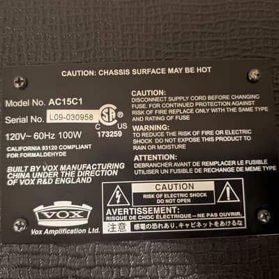 CLEAN !!! Vox AC15C1 Custom 2-Channel 15-Watt 1x12" Guitar Combo 2010 - Present - Black image 7