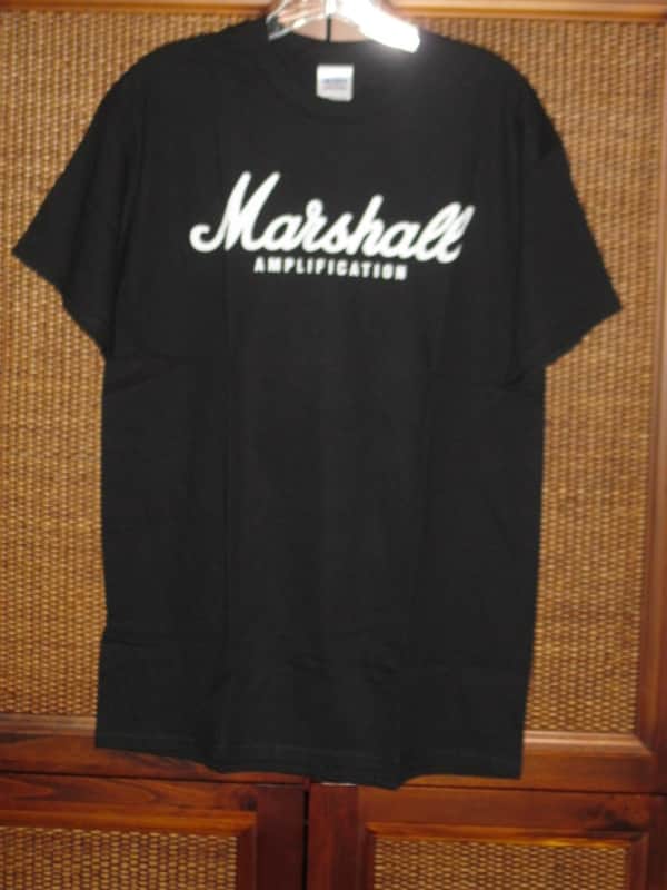 new in package genuine Marshall Amplification Marshall Logo Tee, Size Medium, Black, Short Sleeve, 100% Preshrunk Cotton (MAGC-1-M) (MTSM), Graphic is in White image 1