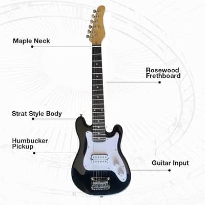 Black 30 Inch Kids Electric Guitar Beginner Kit, Set Includes 20W Amplifier 3 Picks, Shoulder Strap, Tuner, Bag Case image 2