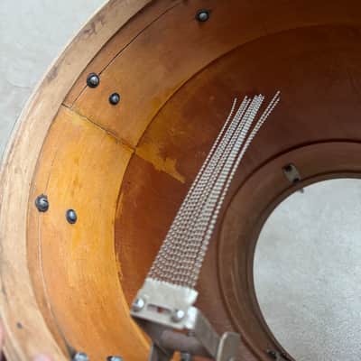 Gretsch Vintage 1951 Round Badge 14” x 21” Cocktail Snare Drum 50s - Blue Pearl image 15