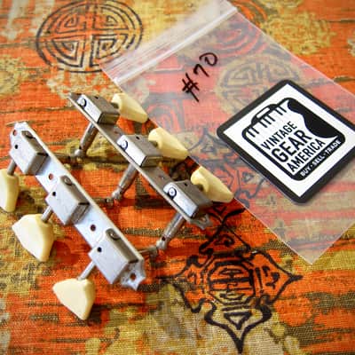 Vintage Valco Guitar Supro National Tuning Machines 3 on a side 1956-1964 - Chrome with Tulip Buttons image 2