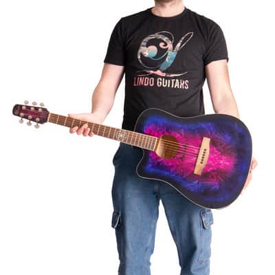 Lindo Left Handed Purple Swallow V1 Electro Acoustic Guitar Dreamcatcher Inlay + Padded Gigbag image 5