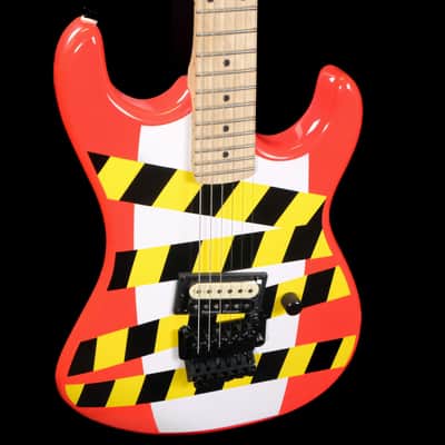 Used Kramer Baretta "Danger Zone" Electric Guitar - Warning Tape on White Red image 5