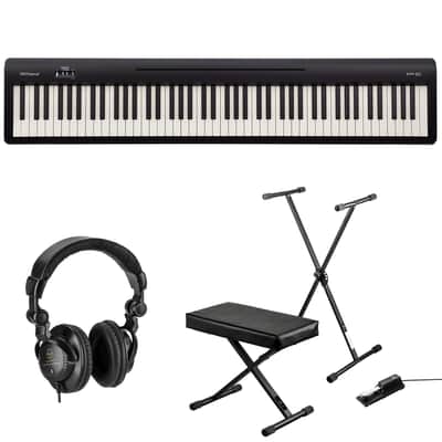 Roland FP-10 88-Key Digital Piano, Bundle with Keyboard Stand, Keyboard & Piano Bench, Sustain Pedal , Closed-Back Studio Monitor Headphones