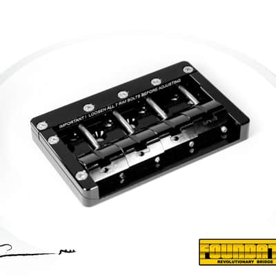KSM Foundation Bass Bridge  (4-String) Black body w/ Nickel Bolts, Slotted Saddles image 3