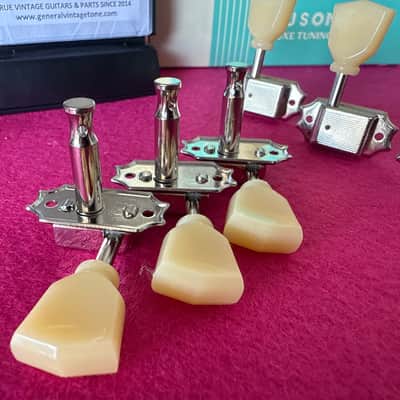 Kluson  No line 3 + 3 tuners Left and rigth hand used in Gibson Les Paul 1952 to 1956 2020 Nickel image 2
