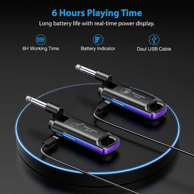 LEKATO UHF Wireless System Transmitter Receiver For Electric Guitar Bass Mixer image 2