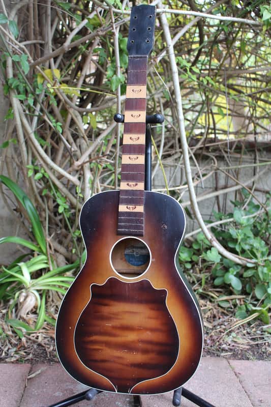 Vintage 1939 Supertone Harmony Art Deco Sunburst Panel Parlor Guitar USA Body & Neck Project image 1