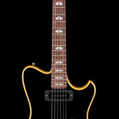 Powers Electric A-Type PF42 - Jet Black with Saffron Stripes #B512 image 5