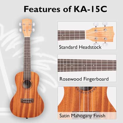 Kala KA-15C Satin Mahogany Concert Ukulele w/ Gig Bag image 7