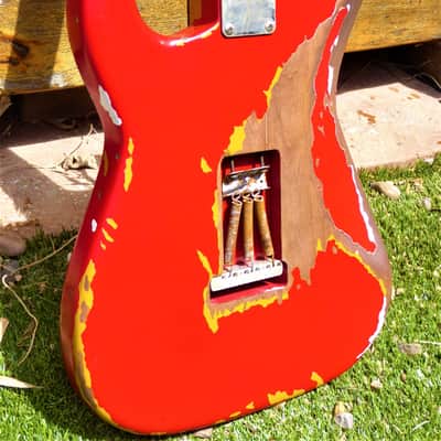 DY Guitars Gary Moore fiesta red relic strat body PRE-BUILD ORDER image 10
