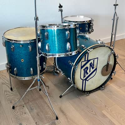 1950's WFL 4 Piece Drum Kit, Blue Aqua Sparkle, Complete W / Cases, Drop Dead Gorgeous image 22