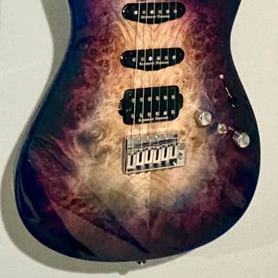 ESP Original Snapper CTM Burl with Rosewood Fretboard 2020 - Present - Nebula Pink Purple Burst image 3