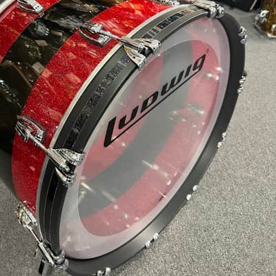 Ludwig 50th Anniversary Vistalite Pro Beat 24/16/13" Drum Set Kit in Red Sparkle/Smoke/Red Sparkle from NAMM image 8