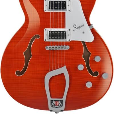 Hagstrom HSSUVIK95 Electric Guitar, Super Viking, Mandarin Flame image 1