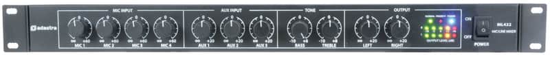 Adastra ML432 4mic+3aux rack mixer 1U image 1