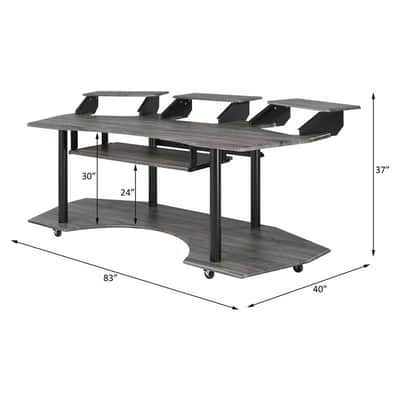 New Producer Wooden 4-Shelf Music Recording Studio Desk in Black Oak image 4