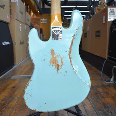 Fender Custom Shop 1961 Jazz Bass Heavy Relic Super Faded Aged Daphne Blue w/Matching Headstock, Hard Case image 3