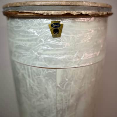 Late 50's Ludwig (Transitional Badge) Conga Drum - White Marine Pearl ? Needs New Head image 8