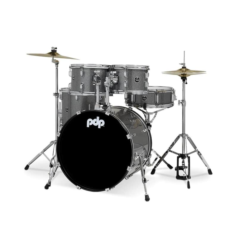 PDP Center Stage 5-Piece Drum Set with Hardware and Cymbals (Silver Sparkle)