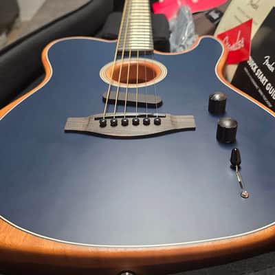 Fender American Acoustasonic Telecaster BRAND NEW Steel Blue Mahogany Body Spruce Top Semi-Hollow Body USA Fishman Piezo Noiseless Pickup Acoustic-Electric Guitar image 5