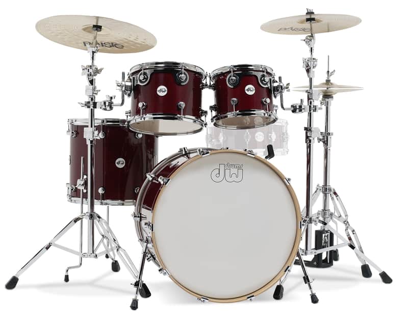 DW Design Series 4-Piece Maple Shell Pack, Cherry Stain w/Chrome Hardware image 1