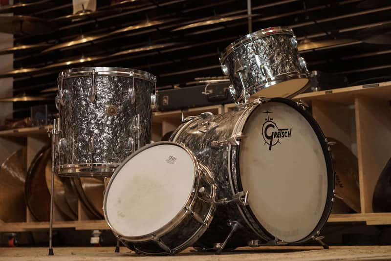 Gretsch 12/14/20/5.5x14" Round Badge Drum Set - 1960's Black Diamond Pearl image 1