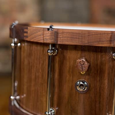 HHG Drums 14x7 Walnut Stave Snare With Wood Hoops, Semi Gloss Lacquer image 7