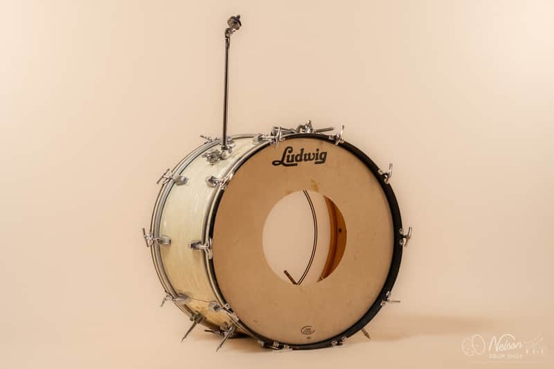 1960s Ludwig Classic Bass Drum in White Marine Pearl - 14x22" image 1