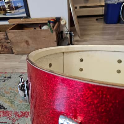 Ludwig Super Classic 22-16-13" 3-ply Drum Kit in Red Sparkle - Keystone Badge 1964 image 16