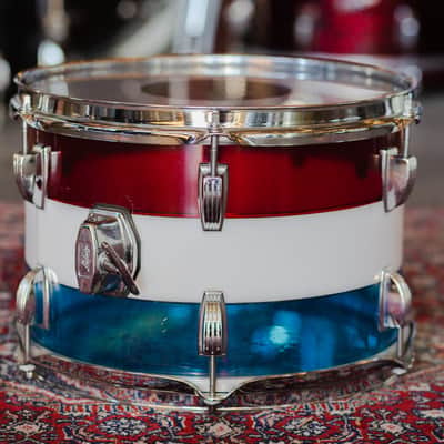 Ludwig 1970s Ludwig Vistalite Kit in Red, White, and Blue - 14x22, 16x16, 8x12 image 19