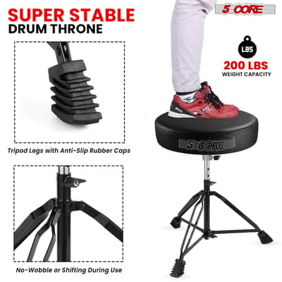 5 Core Drum Throne 3" Padded Drum Seat Height Adjustable Drumming Chair for Practice and Performance image 8