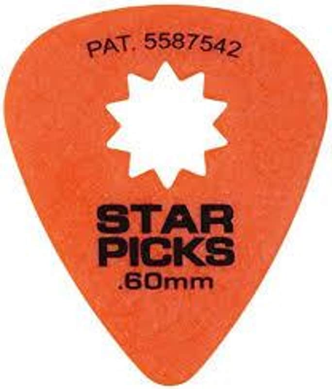 Everly Star Grip Guitar Pick Dozen Orange, .60mm image 1