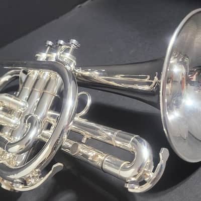 Getzen Eterna PRO Eterna 800S Silver L B Cornet, M/P 's and hardcase  Case  Silver Plate image 7