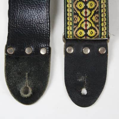 Vintage Style Beautiful Colorful Braided Guitar Strap Leather + Cotton  w/Plastick Buckle ~Persian/Middle Eastern Geometric Pattern~ image 3