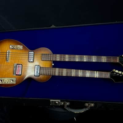 Höfner Double Neck Bass/Guitar Modell 191-1 from 1961 in sunburst with transport case image 14