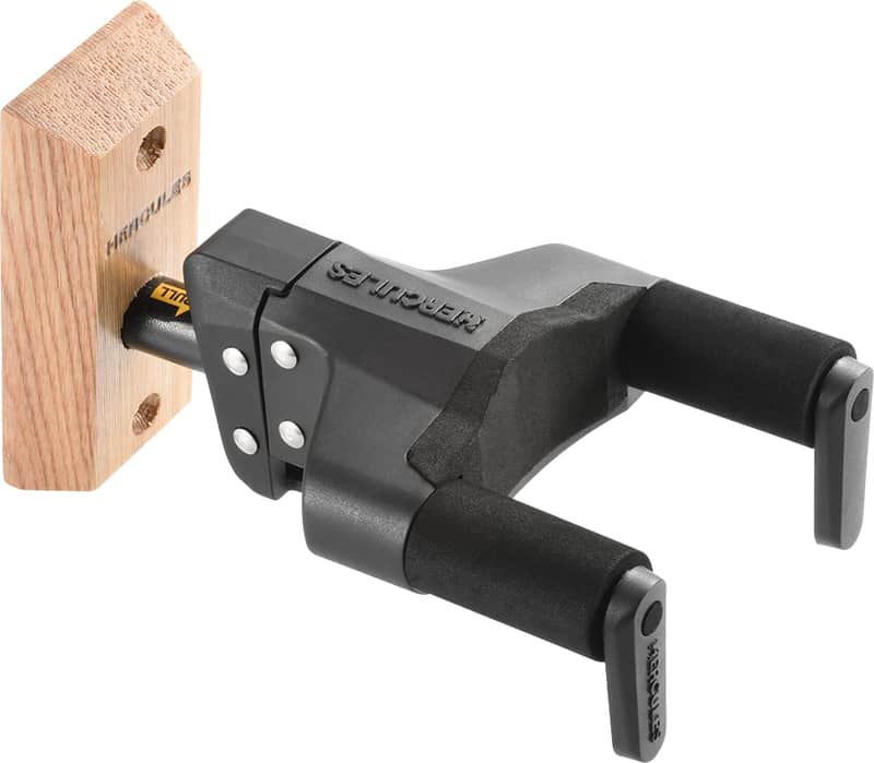 Hercules GSP38WBPLUS Locking Guitar Hanger Wall Mount With Wooden Base Plate (2 Pack) SEALED IN PACKAGING image 1