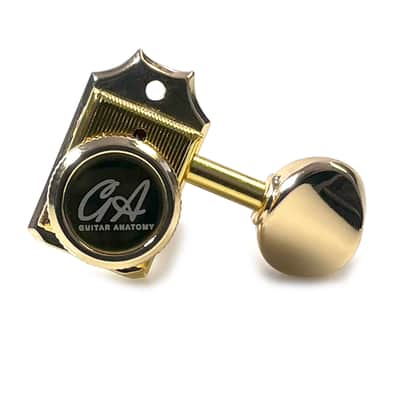 RIGHT HANDED Guitar Anatomy Pro Locking Tuners – Vintage Machine Heads for Strat or Tele – 6 In Line – Gold image 6