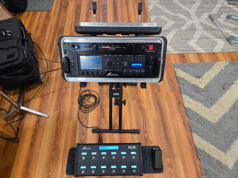 Full Fractal Axe-FX III Rig - Fractal Audio Axe-FX III, Fractal FC-12, Dunlop Expression Pedal, Custom SKB 4U Rack, On-Stage Amp Stand image 1