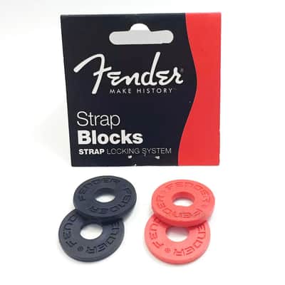 Genuine Fender Black & Red Strap Blocks Lock System (4-Pack) image 2