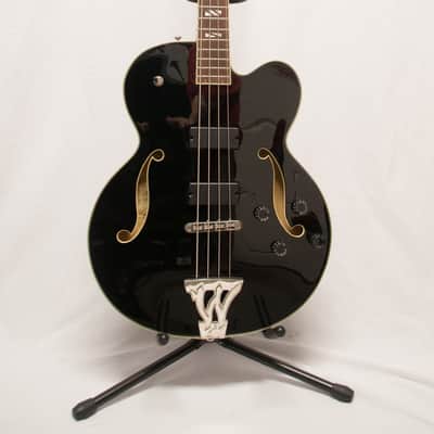 Washburn AB-90 Bass Semi-Hollow Black Guitar  4 String 35 Scale image 1