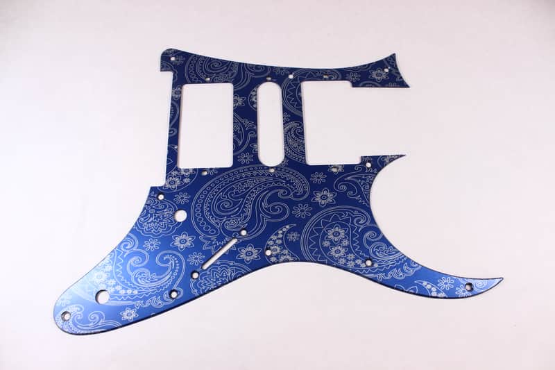 Brushed Blue Paisley Anodized Aluminum pickguard fits Ibanez (tm) RG550 Jem RG  HSH image 1