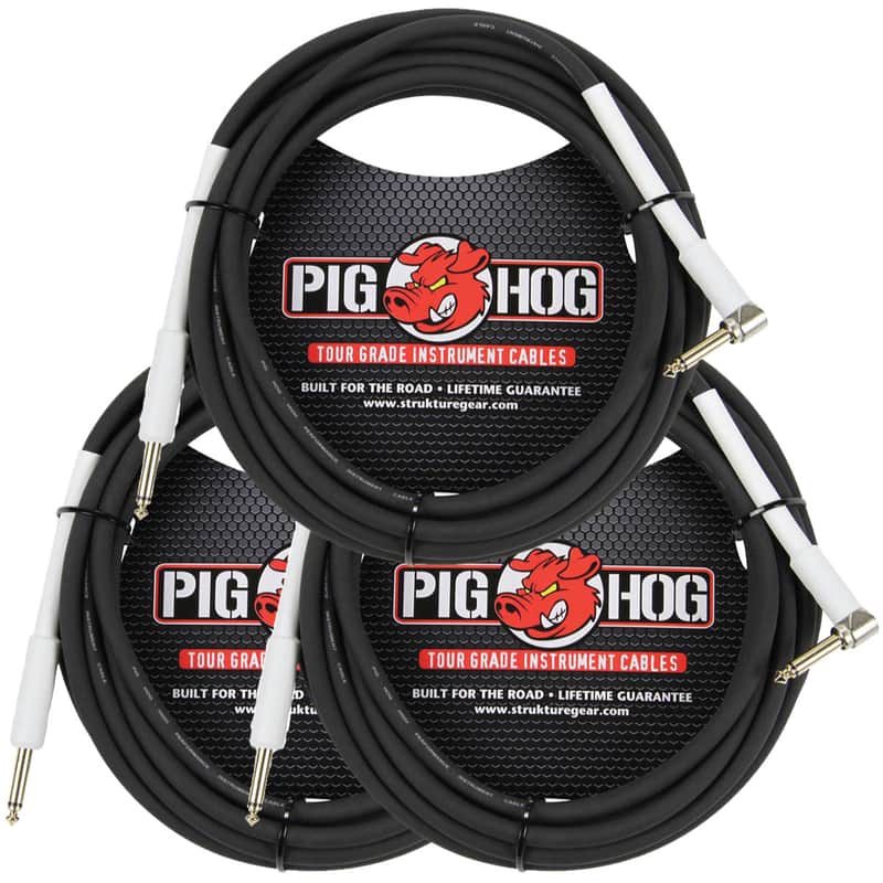 3 Pack Pig Hog PH186R Right Angle 8mm 18.5FT 1/4"-1/4"  Inst Cable Lifetime Warranty! image 1