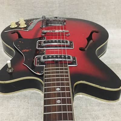 Teisco Kingston Kawai Rare Offset Hollowbody Electric Guitar 1960's Japan Redburst image 5