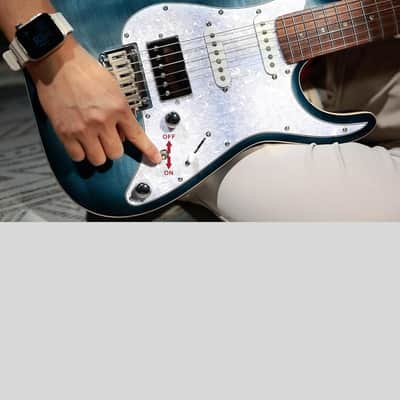 Solid Body Electric Guitar - Flame Maple Top, V Pickups with Coil-Split, Roasted Maple Neck, Locking Tuners, , Storm Blue image 3