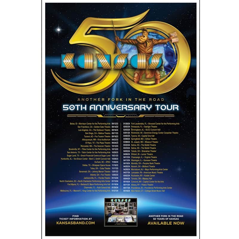 KANSAS Another Fork In The Road: 50th Anniversary Tour 2023-2024 Ltd Ed New RARE Poster! Progressive Hard Rock Southern Art Arena image 1