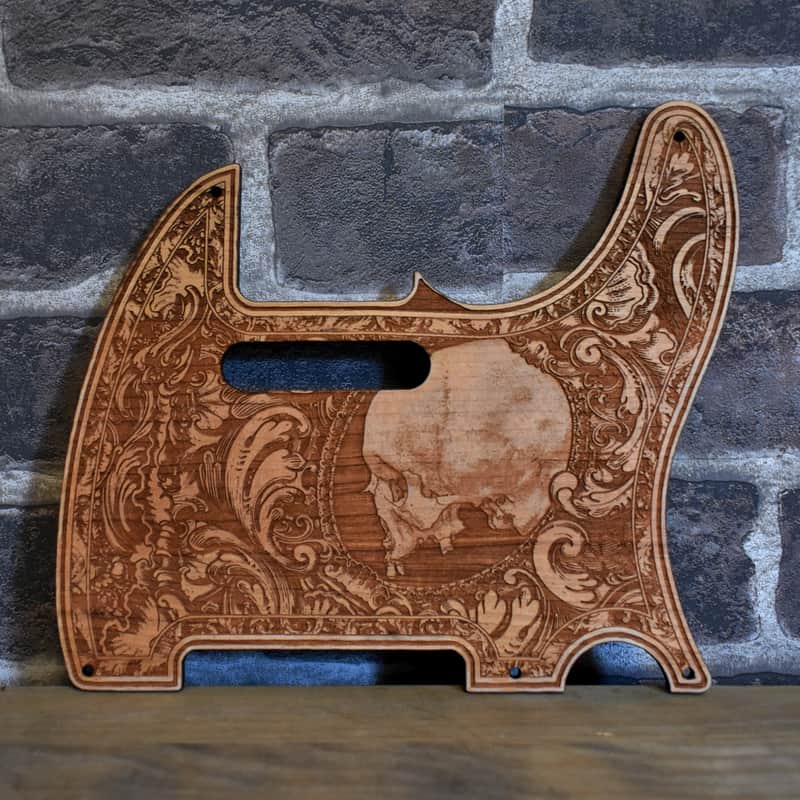 Handcrafted Cherrywood Pickguard for Fender Telecaster – Laser-Engraved Unique Design image 1