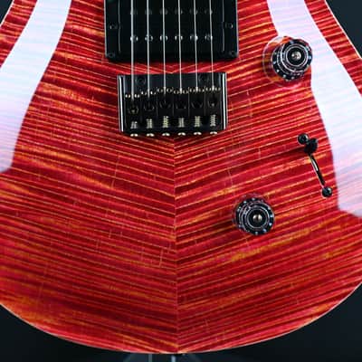 PRS Private Stock #12058 Custom 24 Raspberry Lemon Stripe w/ Reverse Chevron Flame Maple Top image 5