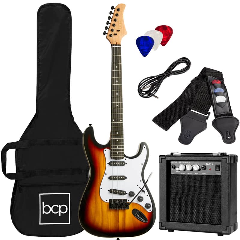 Best Choice Products Beginner Electric Guitar Kit w/ Case, 10W Amp, Tremolo Bar - 39in-3 Color Sunburst image 1