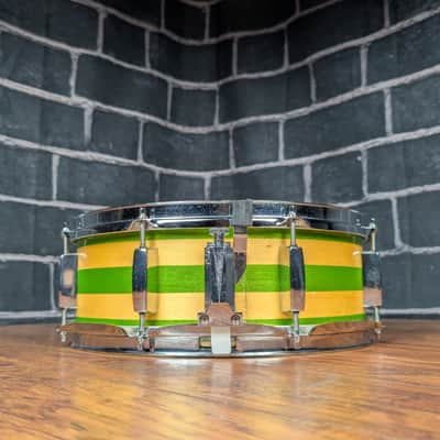 Ddrum D2 5"x14" Snare Drum – 8‑Lug – Remastered Natural/Green Metallic Strips – Punchy Student/Practice Snare with Custom Visual Flair image 4
